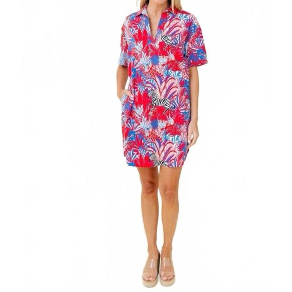 Sheridan French Rhodes short sleeve dress in sparkler zebra